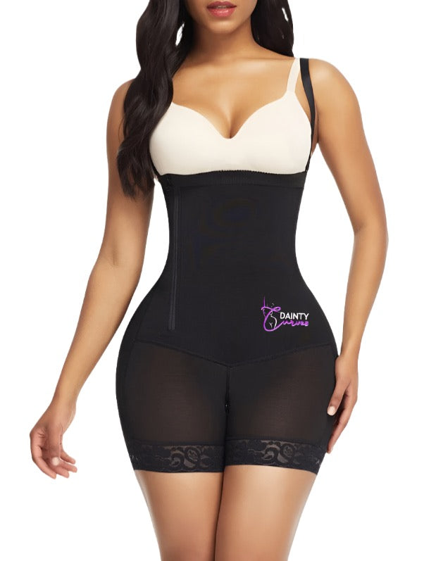 DC Side Zipper Lace Hem Body Shaper